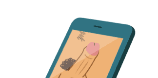 Særlig web-app med viden om seksualitet Illustration af mobiltelefon med en tegning af en penis i skærmbilledet | LFBS