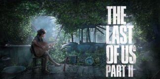 Plakat for Playstation-spillet The Lust of Us. I dystre farver på et skovmotiv ser man en person yderst til venstre